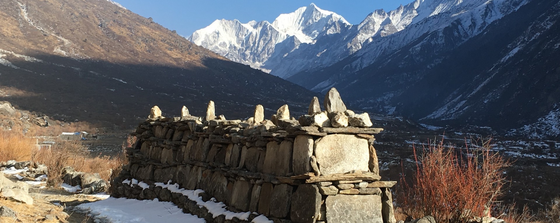 Mane walls of Langtang valley, Nepal